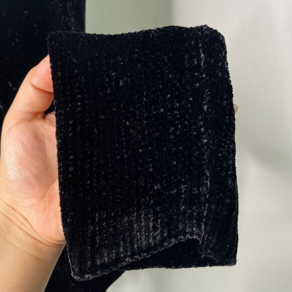 Alice + Olivia Women's Black Velvet Drape Front Cardigan Size Large - Picture 8 of 8